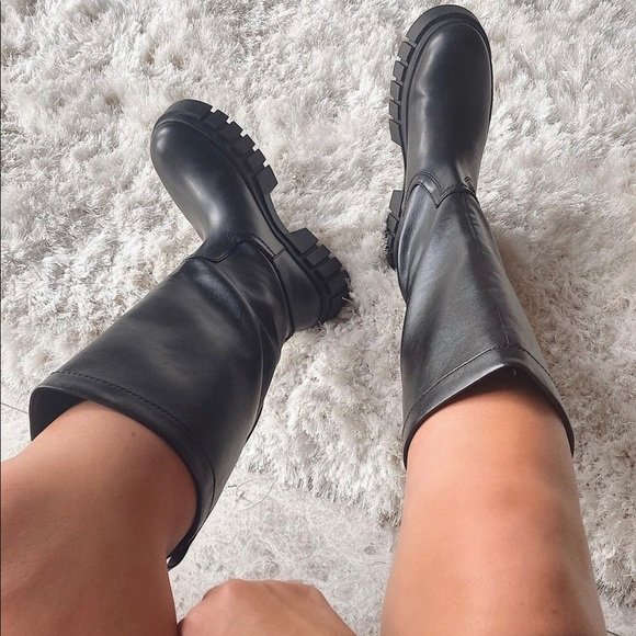 ZARA LEATHER LUG SOLE BOOTS - Picture 9 of 16